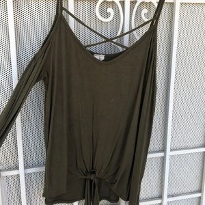 Army Green Longsleeve with shoulder cutouts